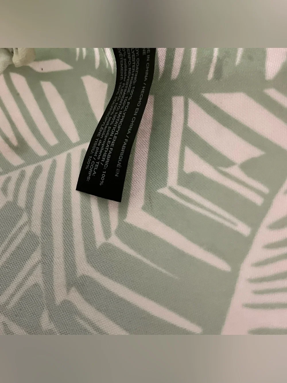 Chico's Cream and Light Green Leaf Print Pouch 02-24